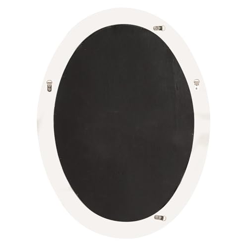 Image of Howard Elliott Collection George Oval Glossy Charcoal Wall Mirror, Oval Bevelled Hanging Wood Framed Vanity Mirrors for Home Decor, Living Room, Bathroom, Bedroom, or Hallway, 25 x 33 Inch