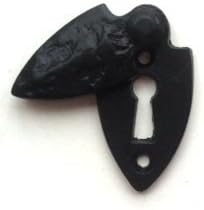 Black Antique Malleable Cast Iron Keyhole Cover Escutcheon - Covered Shield