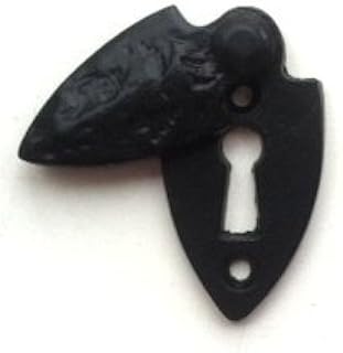 Black Antique Malleable Cast Iron Keyhole Cover Escutcheon - Covered Shield