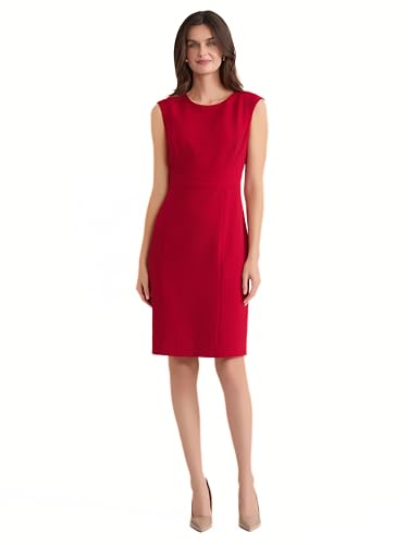 Image of Kasper Women's Sleeveless Sheath Dress with Seamed Waist Detail