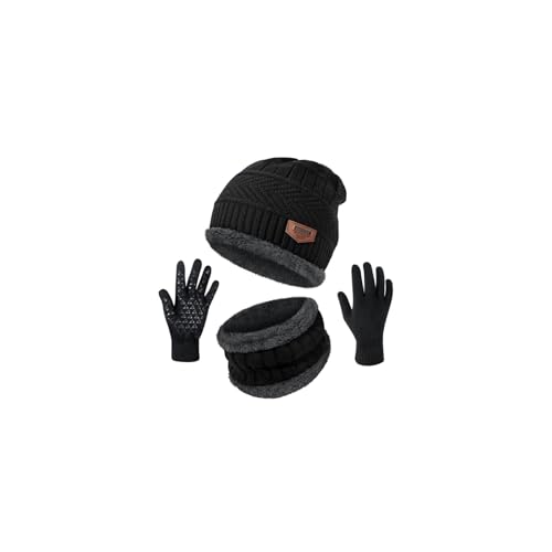 Winter Beanie Hats Scarf Gloves Set Thick Warm...