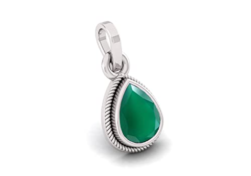 Image of LMDPRAJAPATIS 12.25 Ratti / 11.75 Carat Natural Emerald Panna Silver Plated Pendant Locket for Women,S (Astrological Purpose Pendant)