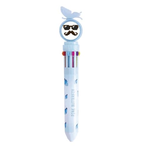 Stylo à bille multicolore à clic motif Pixel Beard Man pour cahier d'exercices