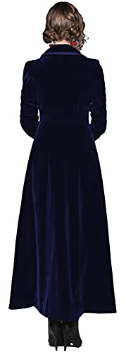 CHARTOU Women's Elegant Velvet One Button Maxi Trench Coat Pocket Party Overcoat4