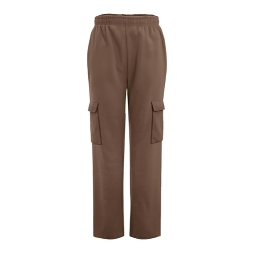 Kids Girls Straight Cargo Sweatpants Solid Color Baggy Elastic Waist Comfy Casual Trousers Fashion Relaxed Pants Pockets4