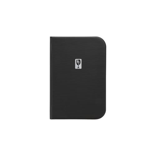 SECURIT - Speisekarte Essential Line - 6 feste, doppelseitige Einleger = 12 DIN A4-Seiten - Fester-PVC-Einband mit Siebdrucketikett - Für Cafés, Bars, Restaurants - Schwarz