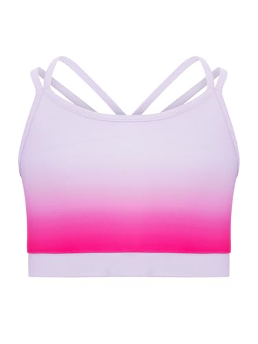 Kids Girls Athletic Crop Top Breathable Gradient Halter Neck Vest for Yoga Gymnastics Dance