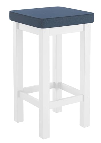 Erst-Holz Holzhocker Barhocker mit verschiedenen Polsterfarben 60 cm hoch Kiefer weiß V-90.71-44WP