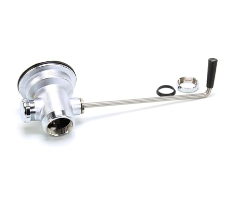 T&S Brass, B-3952, 3-1/2" Waste Drain Valve with Twist Handle and 2" NPT Male x 1-1/2" NPT Female Outlet Connection, Stainless Steel