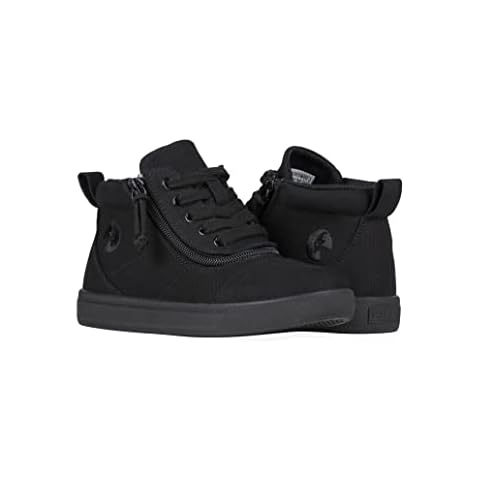Billy Adaptive Footwear for Kids, High Top Canvas Shoes with Short Wrap-Around Zipper Closure for Children with Special Needs & Mobility Issues, Wide Black Cover