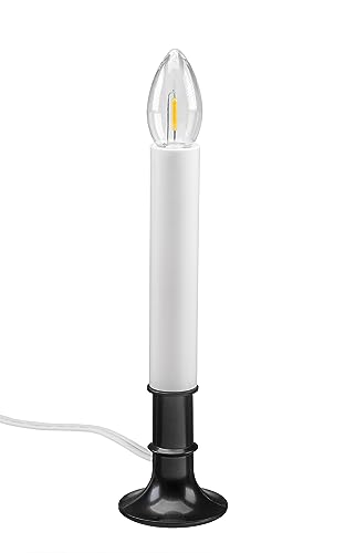 Image of Xodus Innovations AC1120A-8 Electric Plug-in 8.25 inch Flameless Window Candle with Dusk to Dawn Light Sensor Timer,White Candle with Black Base Pack of 8