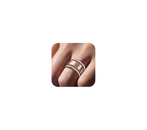 LRMEUMA 18K Gold Plated Stacking Rings for Oura Ring, Rhinestone Diamond Style, Smart Health Ring Accessories for Women, Rose Gold 10
