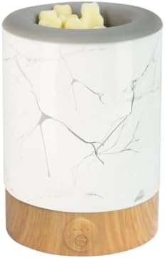 Happy Wax Marble Signature Wax Melt Warmer for Scented Wax Melts, Cubes & Tarts – Electric Wax Melter with Automatic Timer and No Scrape Silicone Dish for Easy Wax Removal