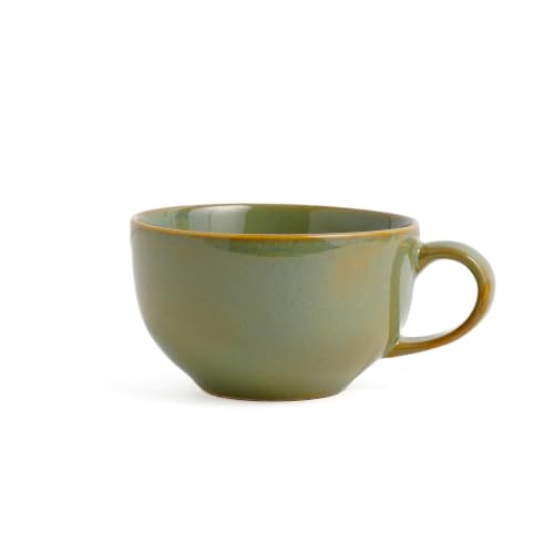 Image of Shay Large Ceramic Coffee Cup Set of 1 Pista Green, 320ml | Cappuccino Cup | Glossy Finish | Large Ceramic Coffee Cup | Premium Porcelain Coffee Cup | Microwave Safe (XL Cuppa - Pista Green)