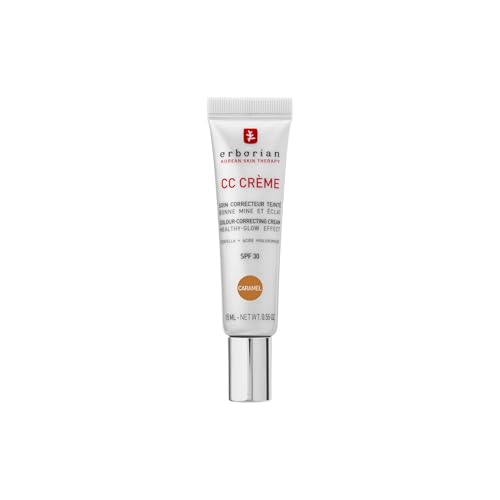 Erborian - CC Crème con Centella Asiática - Crema Facial Iluminadora de Alta Definición y Maquillaje - Protección Solar SPF 30 - Cosmética Coreana - Caramel 15ml
