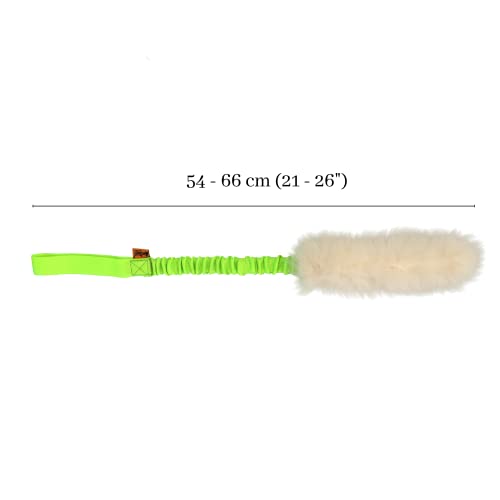 Dingo Hundespielzeug Schaf Pelz Naturfell mit Bungee-Griff Agility Apporte Motivation Spiel Zerrspielzeuge Training Grün Griff 15581