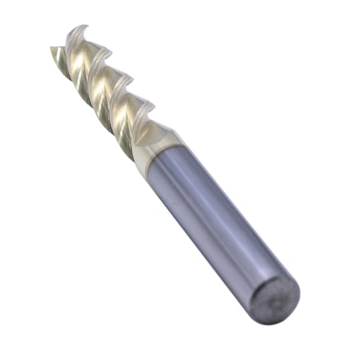 Image of 3 /8 inch 3 Flute Carbide Square End Mill for Aluminum, 3-1 /2 inch OAL, ZrN Coated | 45 Degree Helix, Solid Carbide Long End Mill, 3 /8 inch Cutting Diameter, 3 /8 inch Shank Diameter, 1-1 /2 inch Length of Cut