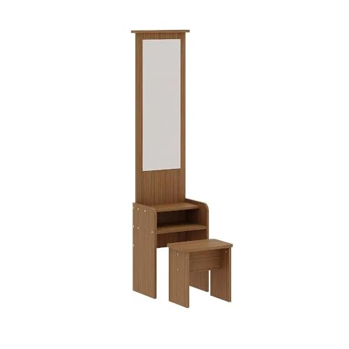 Image of Wakefit Dressing Table with Storage | 1 Year Warranty | Dressing Table with Mirror (Engineered Wood - Urban Teak, Heka)