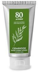 80 Acres Cedarwood Hand and Body Lotion Tube 2.5 Oz