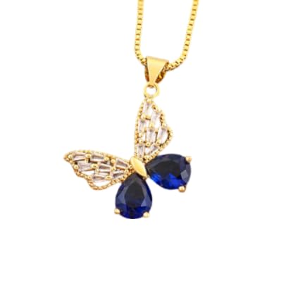 Collier papillon en cristal esthétique et chaîne ras du cou tendance pour femme