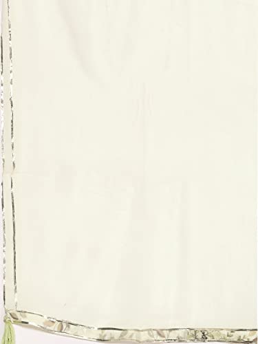 Image of ishin Women's Off White Gotta patti A-Line Kurta set With Trouser and Dupatta