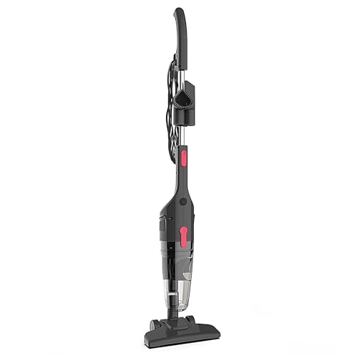 RONEAIR Compact 4-in-1 Corded Stick Vacuum Cleaner for Hardwood Floors, Carpets, and Pet Hair, Includes Dust Brush & Crevice Tool, Self-Standing Design, 14.8 ft Long Power Cord Grey