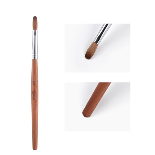 KAZIPOP Kolinsky Sable Nail Brush Acrylic Brush for Acrylic Powder Nail Art Pen with Red Wooden Handle Manicure Design 8#