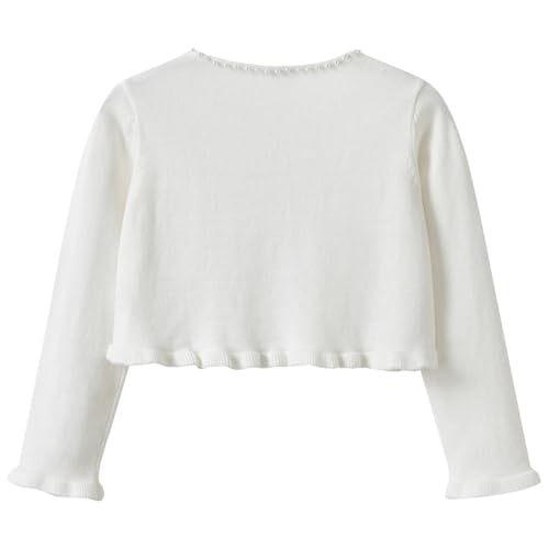 Girls Pearls Cotton Bolero Cardigan Long Sleeve Button Closure Shrug Knitted Cropped Sweater2
