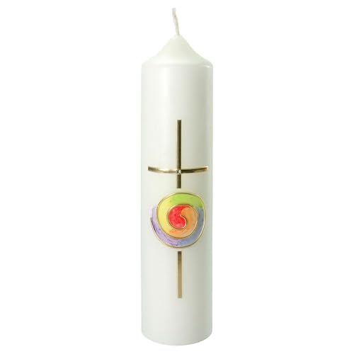Altar Candle with Rainbow Cross 26.5x6 cm