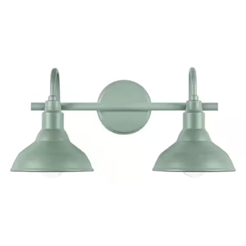 Ceybo 2-Light Fixture for Bathroom Vanity in Teal, Farmhouse Metal