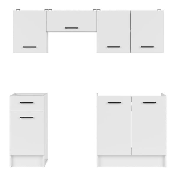 PEGANE Cuisine complète 180 cm,Ensemble de Meuble de Cuisine Coloris Blanc, Plan de Travail Non Inclus