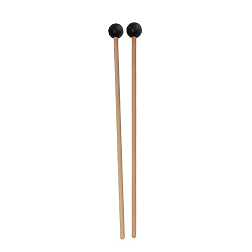 Par de baquetas de madera con cabeza de goma para batería miniatura 1