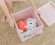 Ukonic Sanrio My Melody 13-Inch Plush Storage Bin Organizer With Handles and Lid | Cube Organizer For Cabinet, Closet