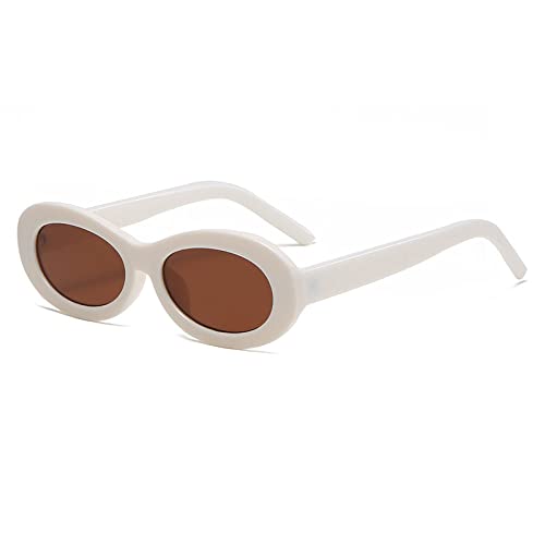 Lunettes de soleil rétro ovales vintage pour homme et femme à verres marron