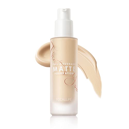 FOCALLURE Foundation Base Cream Cosmetics,Lightweight Long Lasting Coverage,Breathable Skin Moisturizer with Color True Matte Blending,Face Makeup,#3