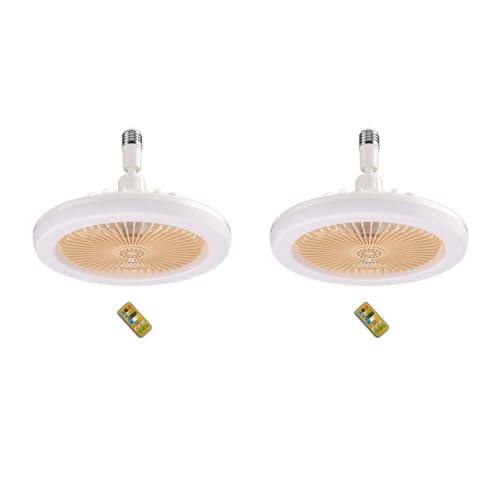 Ventilateur de plafond E27 avec télécommande pack de 2 lampes LED couleur crème