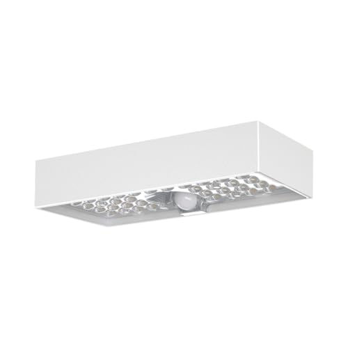 Area illumina, Applique LED da Parete Rettangolare, 6 Watt, 900 Lumen, Luce Calda 3000K o Naturale 4000K, Pannello Solare, Accensione Automatica, IP65, Bianco (Luce Calda 3000k)