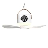 Ventilador de Teto com Luz para Barraca Camping USB Portátil Controle Remoto 3 Ventiladores Desmontáveis Bateria 3600mAh Função Timer 4 Velocidades Ventilação Ajustáveis Acampamento e Dormitório