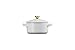 Le Creuset Stoneware Holly Collection Mini Round Cocotte, 8 Oz, White with Gold Knob