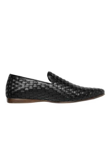 Image of San Frissco Leather Basketweave Handcrafted Leather Slip-Ons Regular Styling Cushioned Footbed|Comfortable Fashionable Stylish Flexible for Men