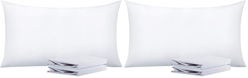 Image of NTBAY King Pillowcase Set - 4 Pack Brushed Microfiber 20x36 Pillowcases - Soft, Wrinkle-Free, Fade-Resistant, Stain-Resistant, White Pillowcases with Envelope Closure - 20x36 Inches, White