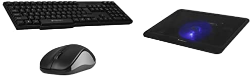 Image of Zebronics Zeb-Companion 107 Wireless Keyboard and Mouse Combo with Nano Receiver (Black) & Zeb- NC1200 USB Powered Laptop Cooling Pad with 125mm Fan, Pass Through USB Connector and Blue LED Lights