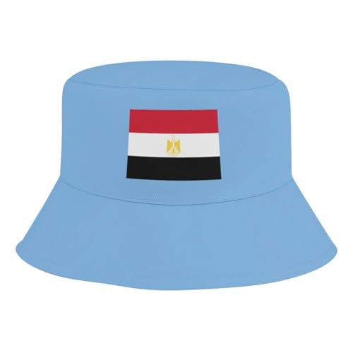 Kids Bucket Hat for Girls & Boys, Egypt Flag Pattern Bucket Hat for Girls Boys,Fun & Cool Fun Outdoor Vacation
