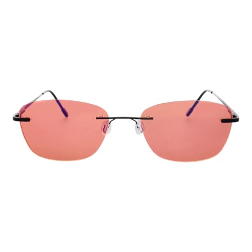 BRADDELL FL-41 Rose Tinted Migraine Light Sensitivity Rimless Glasses for Fluorescent LED Glare, Photophobia and Eye Strain4