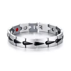 Satori Elegant Magnetic Therapy Bracelet, Jewelry For Arthritic Pain Relief & Improved Joint Motion For Men With Link Adjusting Tool - Unique Men's Gift (Silver Black) #TOP14