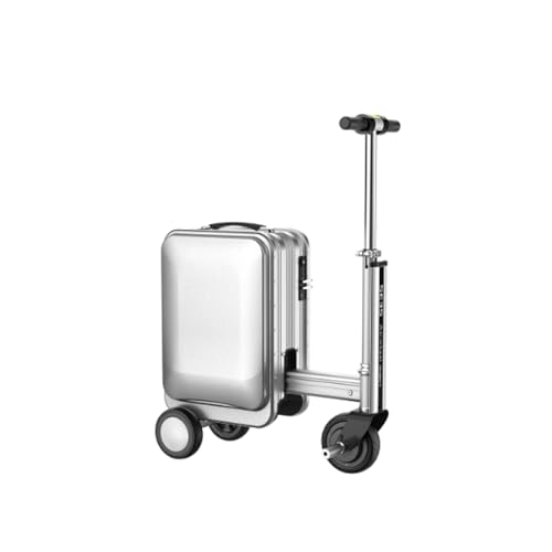 Jidanmian Maleta Eléctrica Inteligente de 20 Pulgadas con Puerto USB y Cerradura de Combinación, Plegable con un Solo Botón para Viajes(Silver)