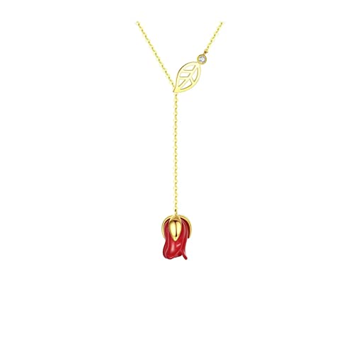 Collier rose en argent pour femme au design créatif et raffiné
