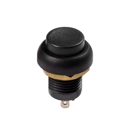 Interrupteur bouton-poussoir 12mm noir à tête plate surélevée à verrouillage