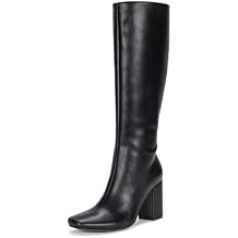 Vepose Knee High Boots for Women, Block Chuncky Heel, Squared Toe Long Boot, Inside Zipper Tall Boots