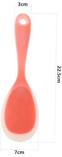 Image of Baskety Non-Stick Rice Spoon Silicone Ladle Soup Spoon with Handle for Dining Table 22.3 x 6.8 cm (Orange)
